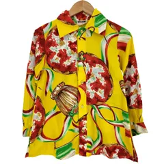 モスキーノ MOSCHINO ワインボトルプリント 金ボタン 七分袖シャツ レディース 表記無 のサムネイル
