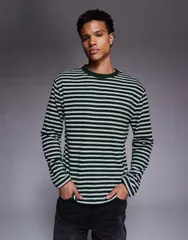 エイソス メンズ トップス Tシャツ ASOS DESIGN heavyweight relaxed long sleeve striped tshirtexture Multi マルチカラー