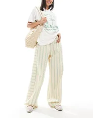 エイソス レディース ボトムス カジュアルパンツ パンツ スウェットパンツ コントラスト コットン ASOS DESIGN oversized cotton poplin barrel leg sweatpants with contrast stripe p