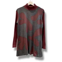 TRUNK HIROKO KOSHINO ヒロココシノ ロゴ柄 リバージャージー チュニック ウォッシャブル 日本製 定価¥42900- グレー えんじ色 38サイズ レディース 冬 ゴーゴー古着久喜倉庫店 草3784のサムネイル