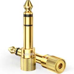 UGREEN 3.5mm 6.35mm 変換アダプタ オーディオケーブル ステレオミニプラグ(メス)⇒ステレオ標準プラグ(オス) 24K金メッキコネクタ 3.5mm to 6.35mm 変換プラグ ヘッドホン/アンプ/電子ピアノ/イヤホン/ミキサー/プレーヤー