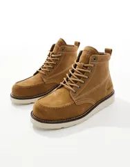 ジャック アンド ジョーンズ メンズ シューズ ブーツ・レインブーツ スエード ブーツ レース Jack Jones suede lace up boot in tan MUSTARD GOLD マスタード