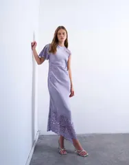 トップショップ レディース トップス ワンピース ミディワンピース ミディ レース Topshop lace insert grownon shoulder midi dress in dusty lilac LILAC ライラック