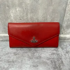 【Vivienne Westwood】ヴィヴィアンウエストウッド 無地長財布 オーブモチーフ レザー レディース レッド 赤色 フラップ式長財布 オーブロゴ シンプルデザイン 型番51060041 40246