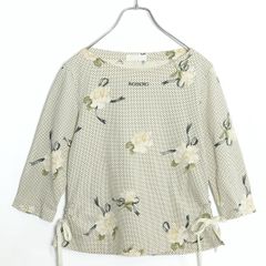 ピンクハウス★モチーフ付きカットソー 黒系 はしごレース&amp;サテンリボンも♪裾レース付き♪z12398 PINK HOUSE - ピンクハウス☆モチーフ付きカットソー 黒系 はしご