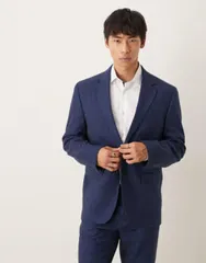 セレクティッド メンズ アウター ジャケット・ブルゾン レギュラーフィット ブレザー リネン Selected Malik linen blend regular fit blazer Dark Navy ネイビー