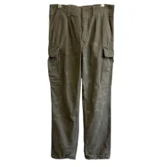 EURO ユーロ ミリタリー GERMAN ARMY ドイツ軍 カーゴパンツ ボタンフライ オリーブグリーン カーキ No.P278