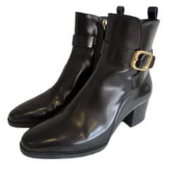 TOD’S トッズ ショートブーツ バックル付き 34.5 21.5cm ブーツ XXW0XC0DU20AKTB999 レディース カーフ ブラック 中古