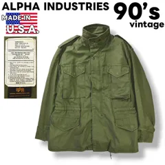 90s ヴィンテージ USA製 アルファ インダストリーズ ALPHA INDUSTRIES M－65 3rd TYPE フィールド ジャケット ブラスジップ SCOVILL M－R オリーブ 民間品 メンズ