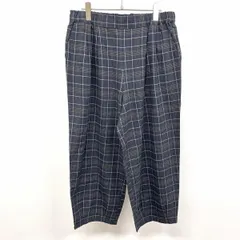 【新品】双葉商事(株) 若干薄手 起毛 ワイドテーパードパンツ チェック ウエストゴム 前立て無し 綿100% XL LL ネイビー系 レディース