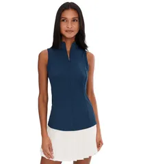 キャラウェイ レディース トップス シャツ ノースリーブ Callaway Sleeveless Rib Play Polo Peacoat