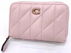 COACH コーチ ピローキルティングレザー カードケース フラグメントケース ピンク スモール ジップ ゴールド金具 美品 レディース ミニケース J2480 CM505