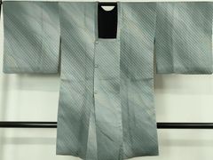 夏用 絽 道行コート 身丈84 裄62.5 羽模様 リーフ模様 着物 053b 
