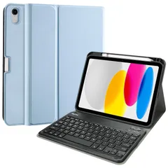 ProCase iPad 11インチ/10.9インチ 磁気着脱 ワイヤレスキーボードケース iPad 11世代(A16) / 10世代(2025/2022モデル対応) スリム軽量 スマートカバー付き-スカイブルー