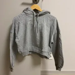 新品 SPAO クロップド フード スウェットシャツ クロップドトップス (グレー)