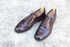 e0240 新品同様・試着程度 サンダース L1859 プレーントゥ 6.5 茶 