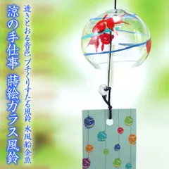 【宅配便】 風鈴 ガラス プチくりすたる風鈴 水風船 金魚 R-343 会津喜多方 蒔絵仕上げ 手作り風鈴 木之本