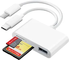 3in1 i-Phone SDカードリーダー 双方向高速転送 ライトニング/USB-Cポート