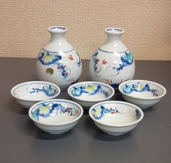 大島秀信作 酒器セット「双鶴」徳利・おちょこ(ぐい呑み) 箱有り