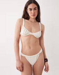 Misselfridge Women's Swimsuit Bottoms Only: Misselfridge Mix and Matchigh Leg Bikini Bottom in Cream