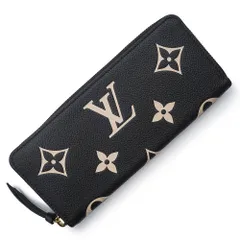 ルイ ヴィトン M82338 ポルトフォイユ クレマンス モノグラムアンプラント バイカラー ブラック ベージュ ラウンドファスナー ジップ 長財布 レザー ゴールド金具 箱付 LOUIS VUITTON（新品・未使用品）