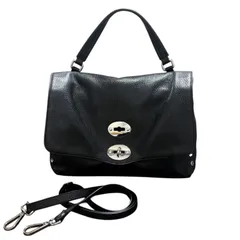 極美品 ザネラート ZANELLATO ポスティーナ S POSTINA ショルダーバッグ 2way 2室 レザー シボ革 ブラックのサムネイル