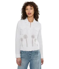 トッミーバハマ レディース アウター コート 刺繍 ジャケット Tommy Bahama Two Palms Embroidered Raw Edge Jacket White ホワイト
