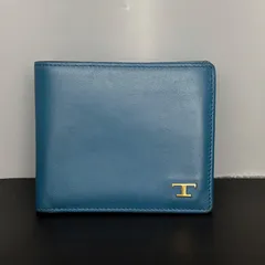 美品 トッズ TOD'S 二つ折り 財布 Tタイムレス レザー ゴールド金具 コンパクトウォレット ブルーのサムネイル