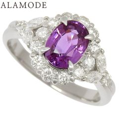 PS2.13/D1.00 ピンクサファイア ダイヤモンド リング Pt900プラチナ リング・指輪 アクセサリー ジュエリー 18(58)号 シルバー銀 パープル紫 レディース 40802153660【中古】【アラモード】