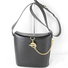 『USED』CELINE【セリーヌ】 サークルロゴ金具 ショルダーバッグ ヴィンテージ ブラック/ゴールド レザー 410g レディース ハイブランド