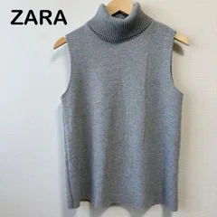 ZARA タートルネック ノースリーブニット グレー リブ ハイネック シンプル 上品