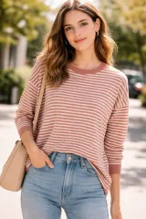 ボーダー柄 ニット 長袖 Tシャツ