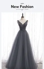 レディース ロングドレス グレー 深Vネック ノースリーブ パーティードレス ワンピース 宴会 年会 司会 発表会 お呼ばれ フォーマル デイリー 上品 華やか 高級感 エレガント 細見え きれいめ 着回し 主役映え 美シルエット ロング丈 S-3XL