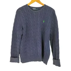 ポロバイラルフローレン Polo by RALPH LAUREN 90S ポニー刺繍 ケーブル編み クルーネック コットンニット セーター レディース import：L 