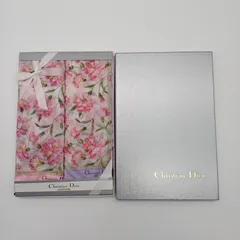 Christian Dior クリスチャンディオール ハンカチ ミニスカーフ 2枚セット フラワープリント# 0349-03