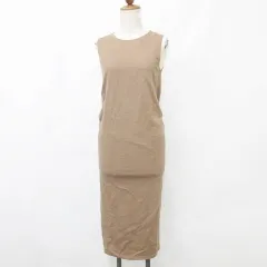 マックスマーラ MAX MARA ワンピース ノースリーブ 丸首 ロング タイト ウール 茶 ブラウン 36