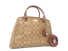 COACH コーチ ハンドバッグ シグネチャー スモール マーゴット キャリーオール  F34608 ブラウン ベージュ PVC×レザー レディース 2WAY 新品未使用展示品