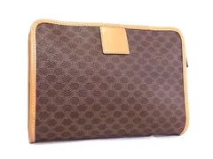 CELINE セリーヌ クラッチバッグ マカダム柄 M12 ブラウン PVC×レザー ユニセックス 美品