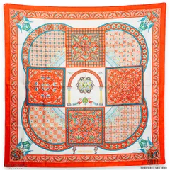 エルメス カレ90《CIELS BYZANTINS》ビザンチンの空 H001400S くじゃく スカーフオレンジ 白 レディース HERMES シルク 【新品】【未使用】【ブリルトワーゼ】【丸正質舗】【質屋】(M212725のサムネイル