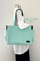 【Lサイズ】チョコミントカラー　8号倉敷帆布使用　肩掛けバッグ　akaneko 大きめバッグ　トートバッグ　A4収納　ホライズン　春色