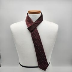 エルメス HERMES アスコットタイ シルク 幾何柄 メンズ ボルドー 657