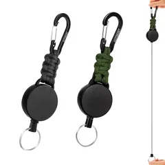カラビナ キーホルダー 紛失防止 超軽量 鍵・IDカードホルダー 多機能 60cm伸縮 キャンプ ステンレスワイヤー 耐荷重250g ハイキング カラビナ付き 巻き取り式キーホルダー 釣りアウトドア用 リールキーホルダー
