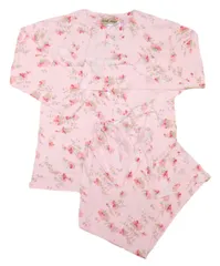 【人気商品】[trust map] 介護 パジャマ 通年 綿100% レディース 全開フルオープン [寝たきり 要介護 術後 入院 点滴中サポート] (M ピンク系)