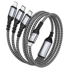 【100W】NINGKPOW 3in1 充電ケーブル 2M マルチ 充電ケーブル タイプc PD 急速充電 3イン1 充電コード 3台同時給電可能 タイプc 充電コード (100W) ライトニングケーブル(27W) マイクロusbケーブ(10 d07df8e1