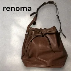 renoma レノマ 巾着型 ショルダーバッグ ブラウン シボ革 ヴィンテージ 昭和レトロ 茶のサムネイル