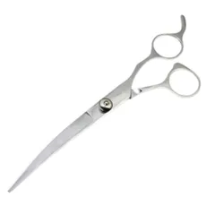 RICHAIR プロ仕様 ペット用 トリミング ハサミ カーブシザー 顔周り 足回り 目元 丸みを出しやすいカーブ型の刃 トリマー 犬 猫 ペット用 全長19cm (下カーブハサミ)