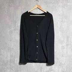 【日本製】スタジオオリベ Vネック カーディガン 4 ブラック 黒 STUDIO ORIBE コットン100% ニット セーター カットソー 無地 シンプル 定番 メンズ Lサイズ 春服 秋服 鎌倉ブランド 美シルエット