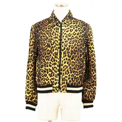 SAINT LAURENT PARIS サンローランパリ ブルゾン サイズ 44 メンズ レオパード ヒョウ柄 アニマル柄 総柄  スタッズ ラインリブ スタジャン アウター イエロー系 黄 イタリア製のサムネイル