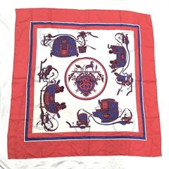 HERMES カレ90 Cliquetis剣柄シルクスカーフブルー×ゴールド大判