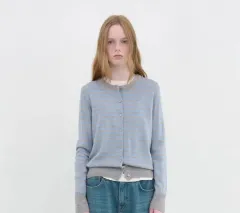 ENZO BLUES ストライプ Classic カーディガン (スカイ ストライプ)